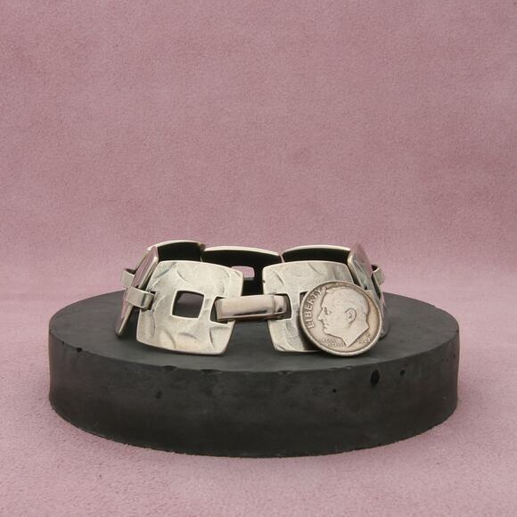 james avery sterling silver retired hammered square link bracelet size 7in - Picture 3 of 3